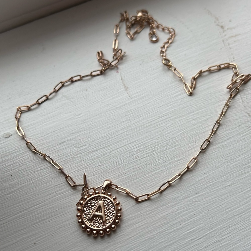 Beautiful gold double sided A / heart necklace
